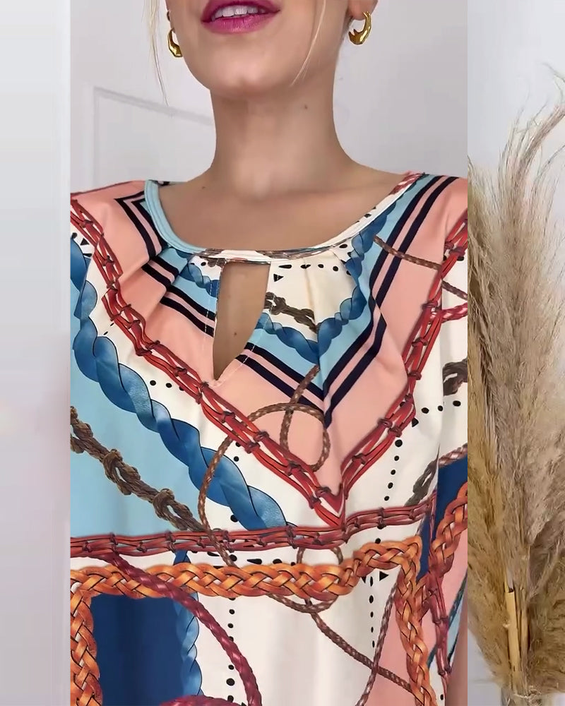 Loose Fit Chain Graphic Print Blouse