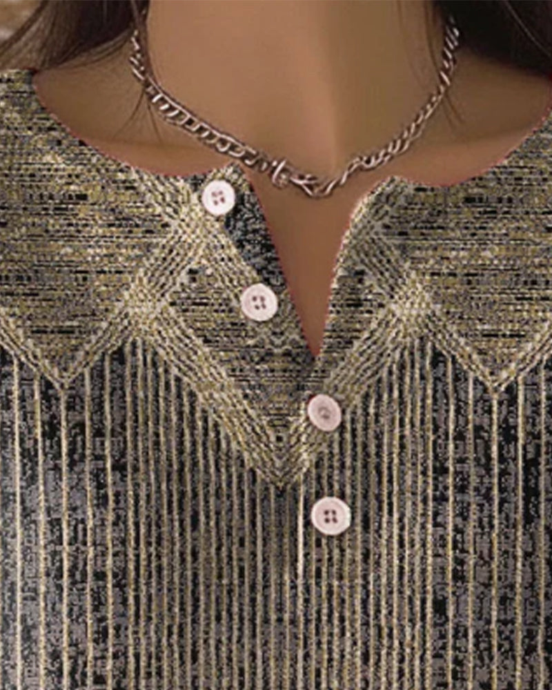 Elegant Button-Down Retro Pullover