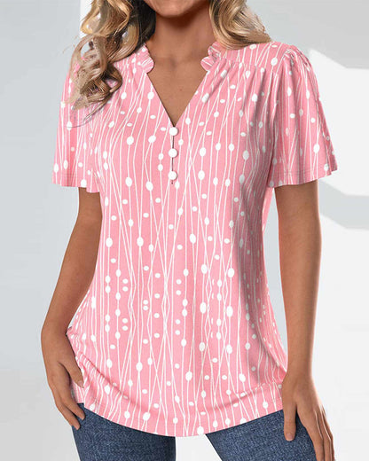 Buttoned short-sleeved top