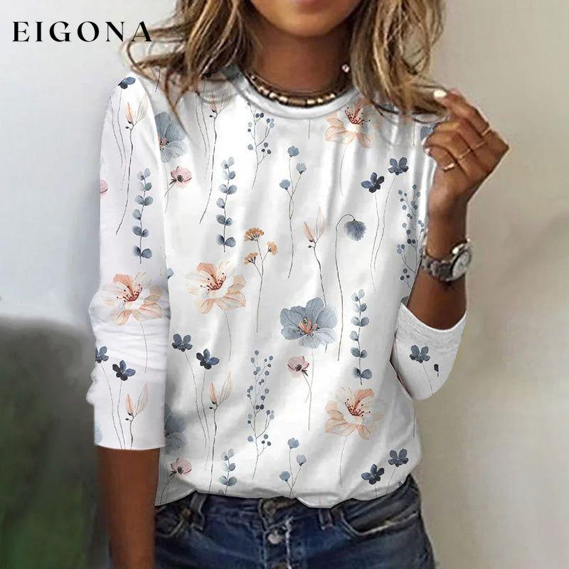Casual Floral Print T-Shirt White best Best Sellings clothes Plus Size Sale tops Topseller