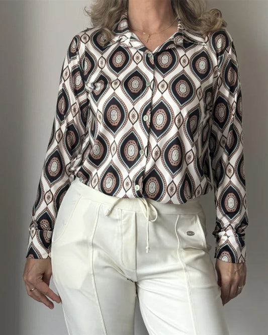 Camicetta a maniche lunghe con stampa a rombi