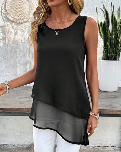 Ärmelloses, einfarbiges, unregelmäßiges Tanktop