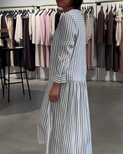 Striped Side Slit Maxi Dress