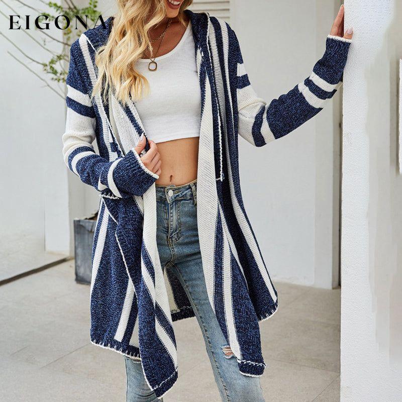 Casual Striped Hooded Cardigan best Best Sellings cardigan cardigans clothes Sale tops Topseller
