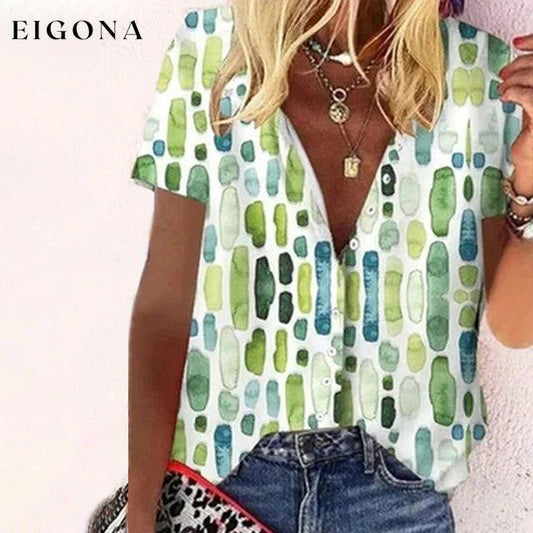 Casual Abstract Print Blouse Green best Best Sellings clothes Plus Size Sale tops Topseller