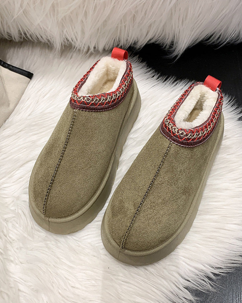 Casual solid color plus velvet warm flats 2024 f/w flats