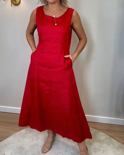 Einfarbiges ärmelloses Weste-Freizeitkleid