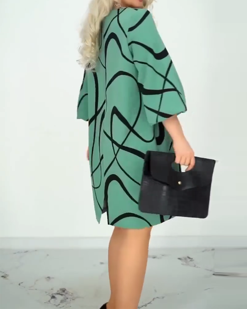 Bedrucktes Kleid mit Rundhalsausschnitt und modischem Design