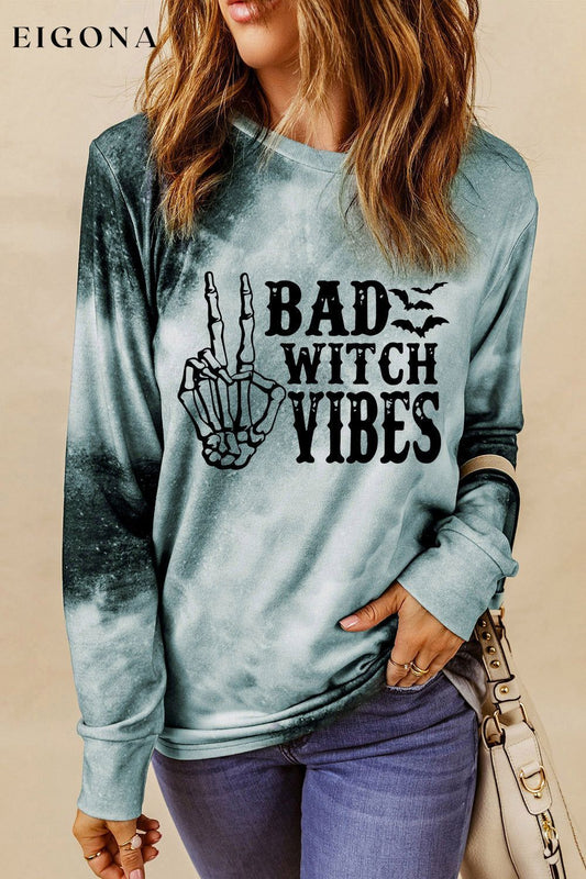 Round Neck Long Sleeve BAD WITCH VIBES Sweatshirt Air Force Blue clothes Ship From Overseas sweatshirt SYNZ top trend