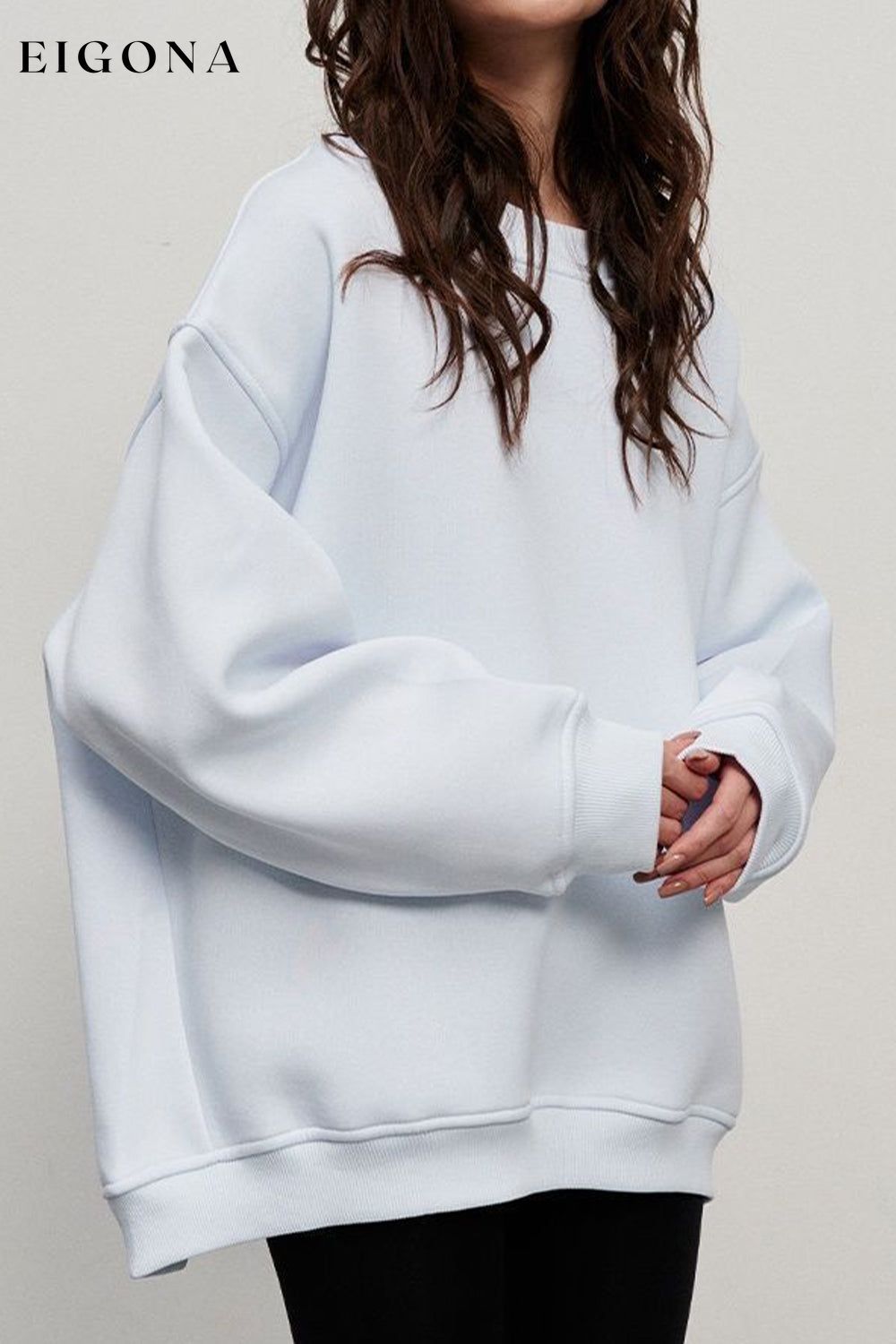 Oversize Round Neck Dropped Shoulder Sweatshirt White clothes Ship From Overseas Shipping Delay 09/29/2023 - 10/03/2023 trend X.L.J