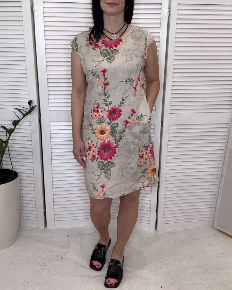 Vintage floral print pocket dress 202466 casual dresses summer