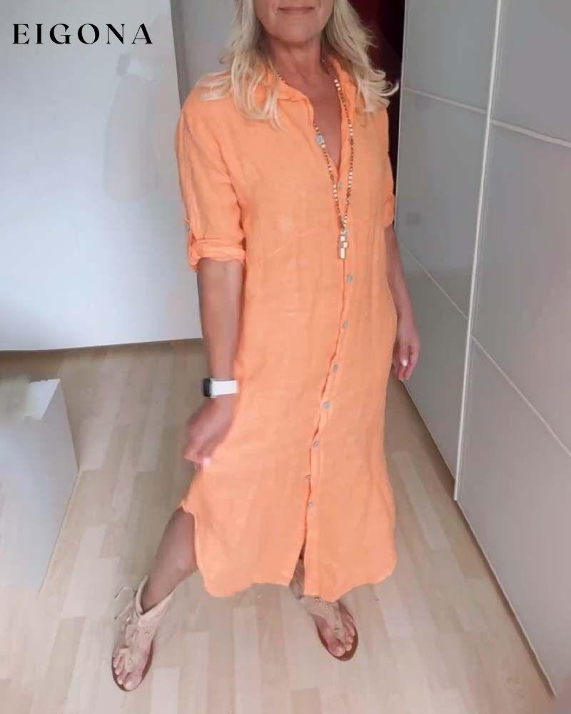 Solid color comfortable lapel casual dress casual dresses spring summer