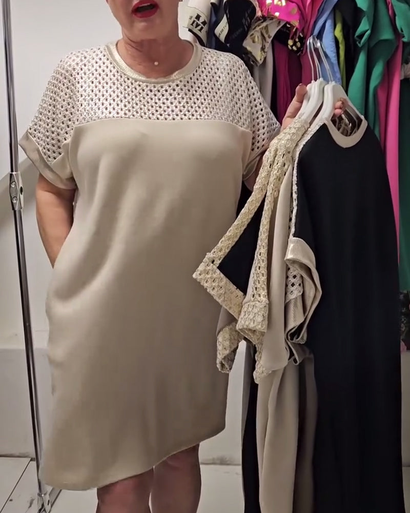 Modisches, lässiges Kleid mit Rundhalsausschnitt