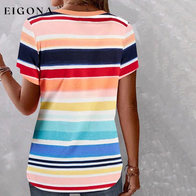 Colourful Striped Casual Blouse best Best Sellings clothes Plus Size Sale tops Topseller