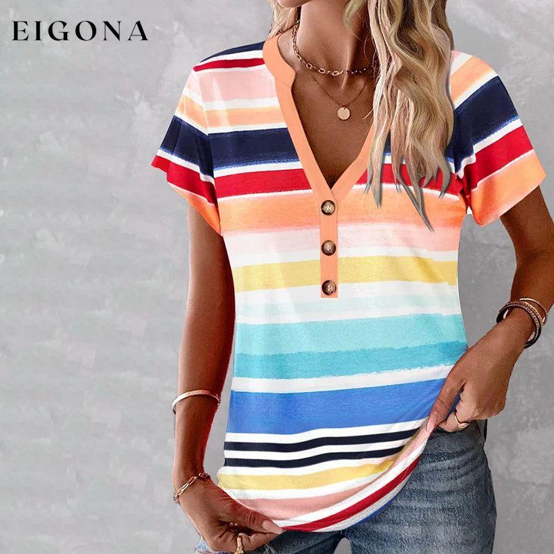 Colourful Striped Casual Blouse Multicolor best Best Sellings clothes Plus Size Sale tops Topseller