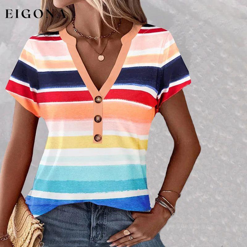 Colourful Striped Casual Blouse best Best Sellings clothes Plus Size Sale tops Topseller