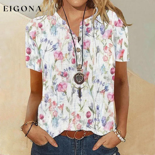 Floral Casual Blouse Pink best Best Sellings clothes Plus Size Sale tops Topseller