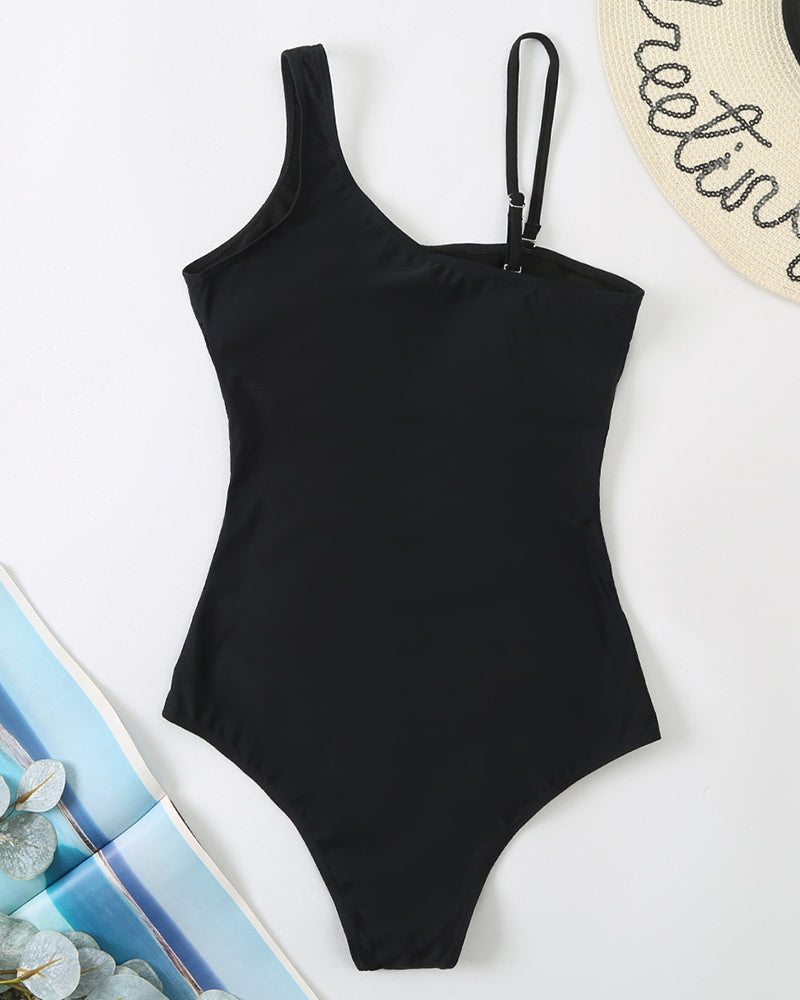 Sexy Spliced Off-Shoulder One-Piece Swimsuit one-piece spring summer