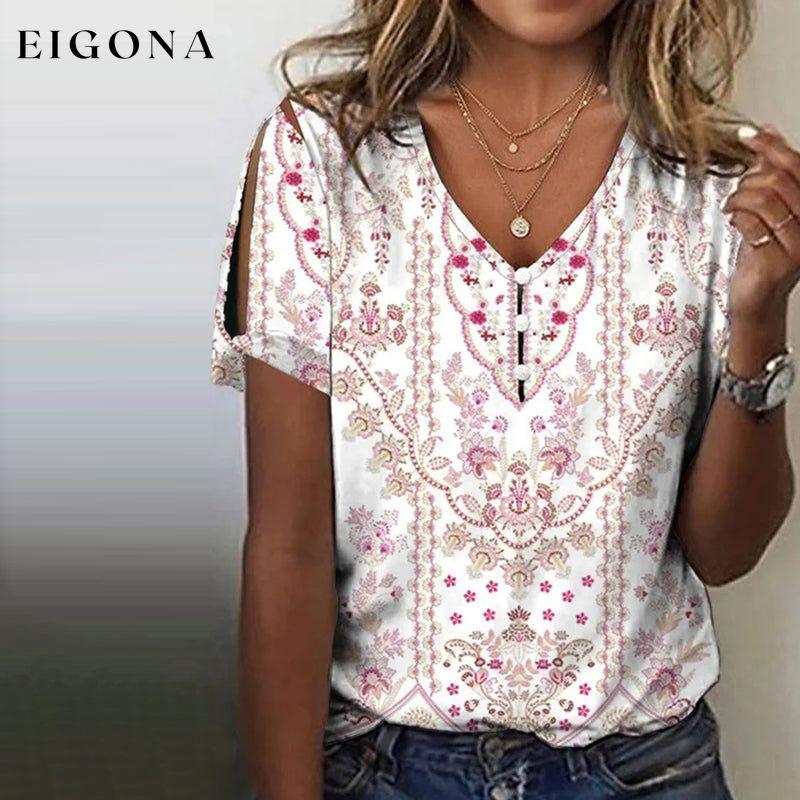 Vintage Ethnic Floral Blouse Pink best Best Sellings clothes Plus Size Sale tops Topseller