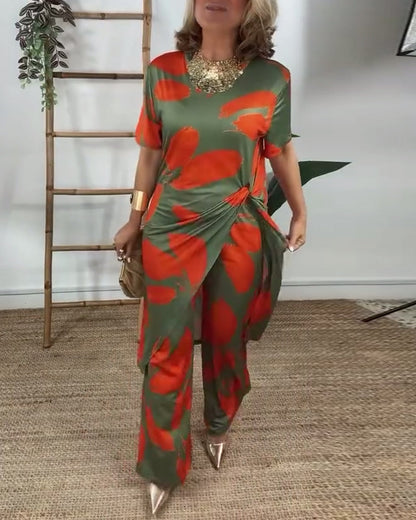 Twisted Irregular Straight Pants Set