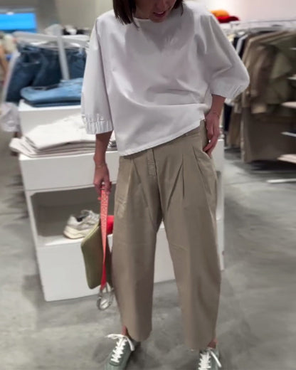 Lockere Bluse mit Fledermausärmeln in Volltonfarbe