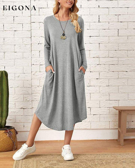 Long Sleeve Loose Cotton Dress Gray 2022 f/w 2023 F/W 23BF Casual Dresses Clothes Dresses Spring Summer