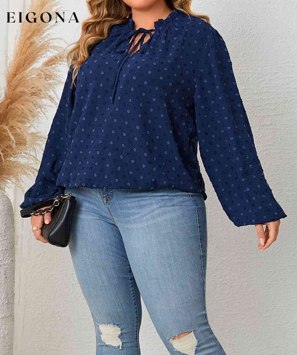 Plus Size Tie Neck Balloon Sleeve Blouse clothes HS long sleeve shirts long sleeve top Ship From Overseas shirt shirts top tops