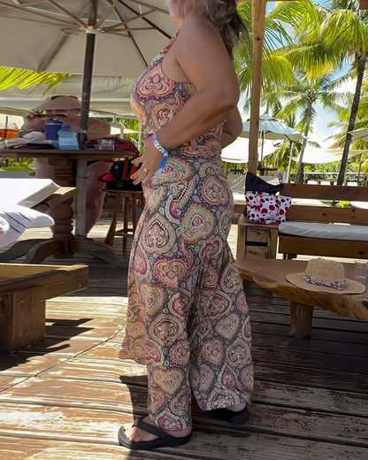 Trägerloser Badeanzug mit Herz-Urlaubs-Print