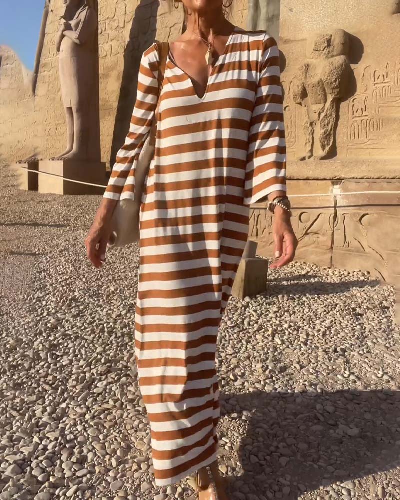 V-neck striped casual dress 2023 f/w 202466 casual dresses spring