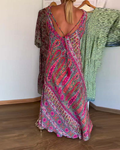 Ärmelloses, lockeres Kleid mit Kaschmir-Print