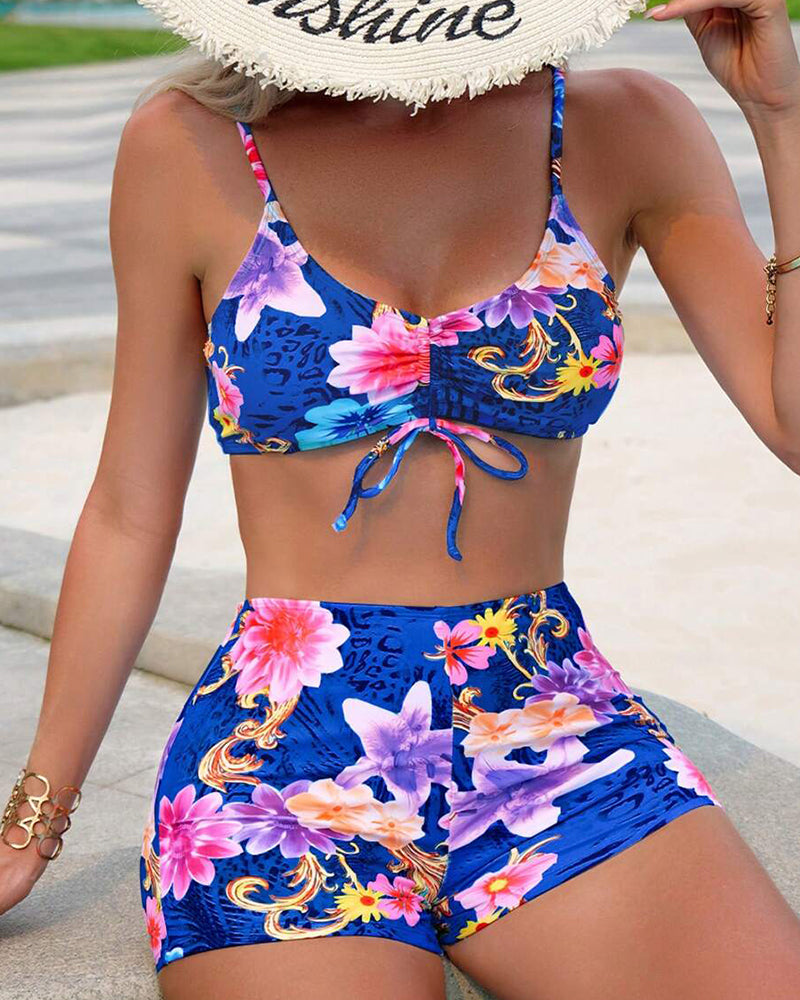 Zweiteiliger Bikini mit Blumenmuster