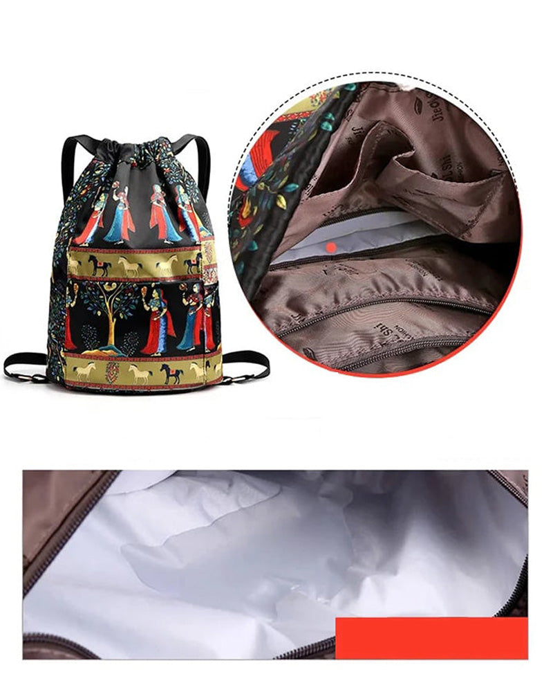 Ethnic style drawstring shoulder bag bags