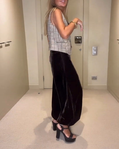 Trendy Velvet Baggy Casual Pants