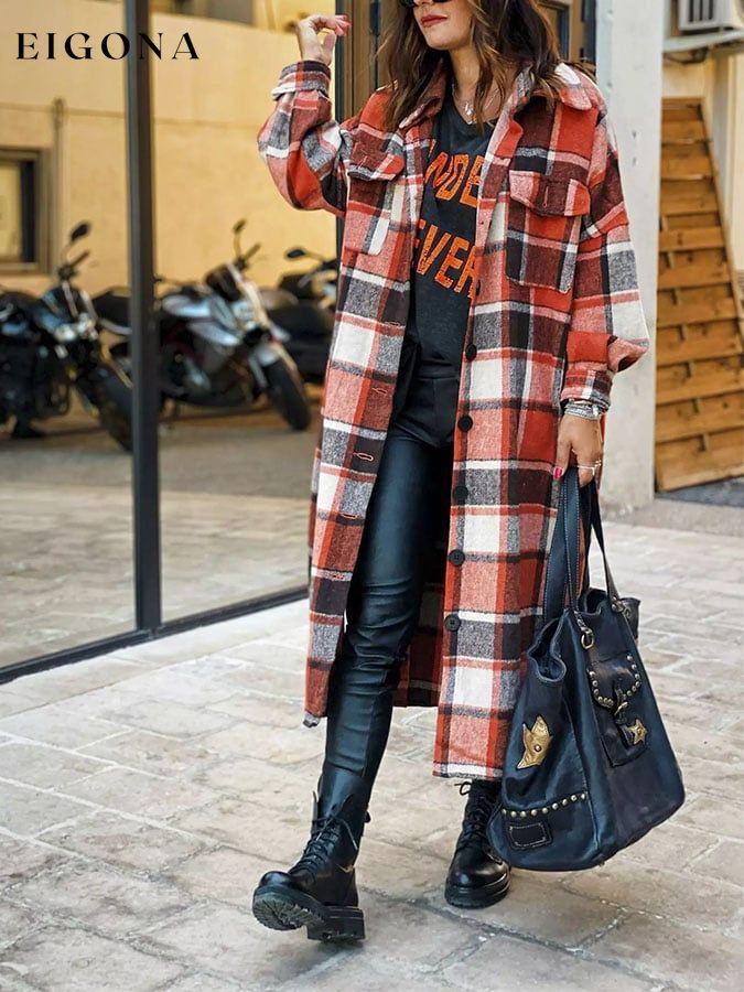 Fashion Long Sleeve Plaid Jacket top tops winter sale