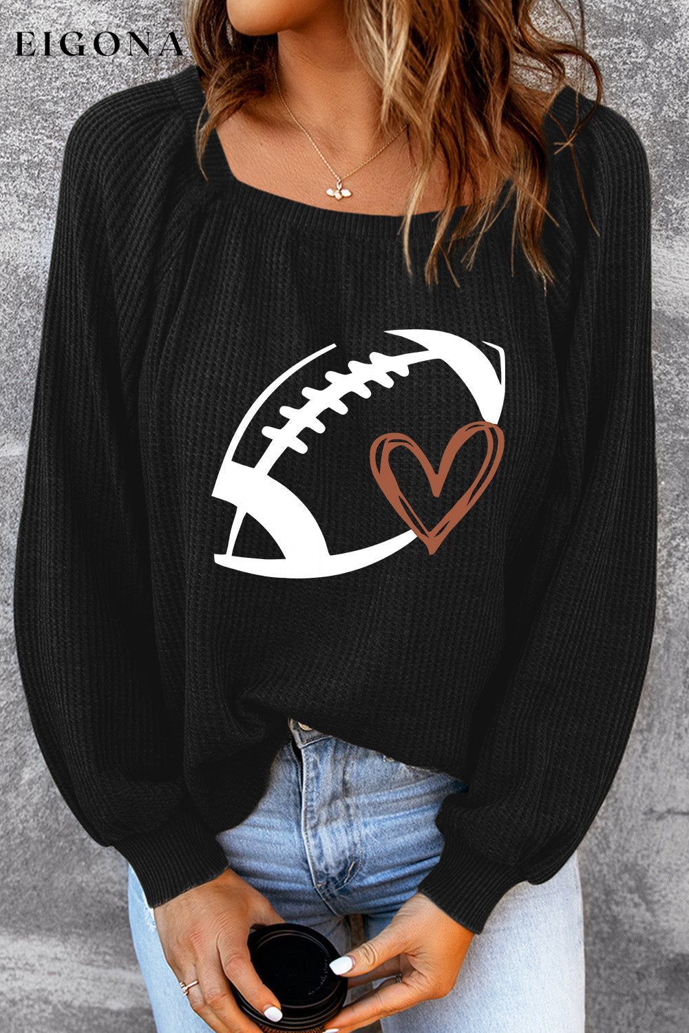 Football Graphic Ribbed Top clothes long sleeve shirt Ship From Overseas shirt sweatshirt SYNZ top trend