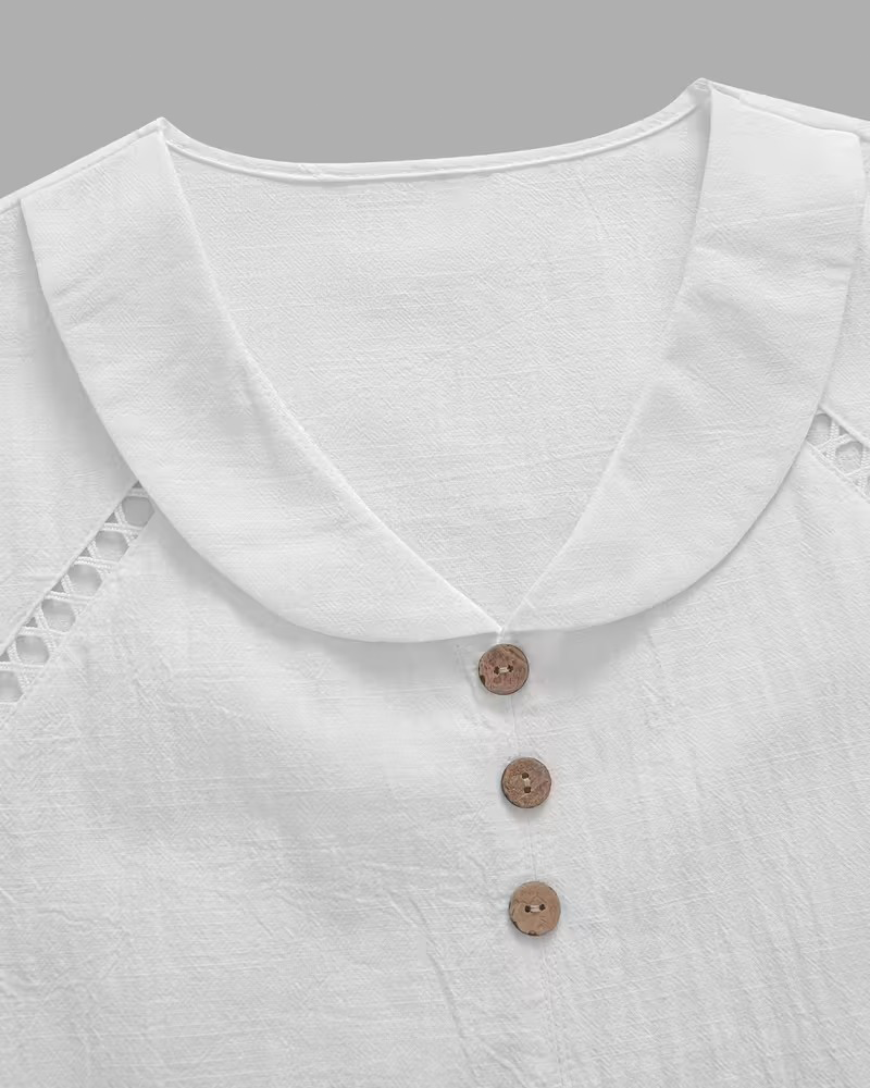 Cutout Peter Pan Collar Short Sleeve Blouse