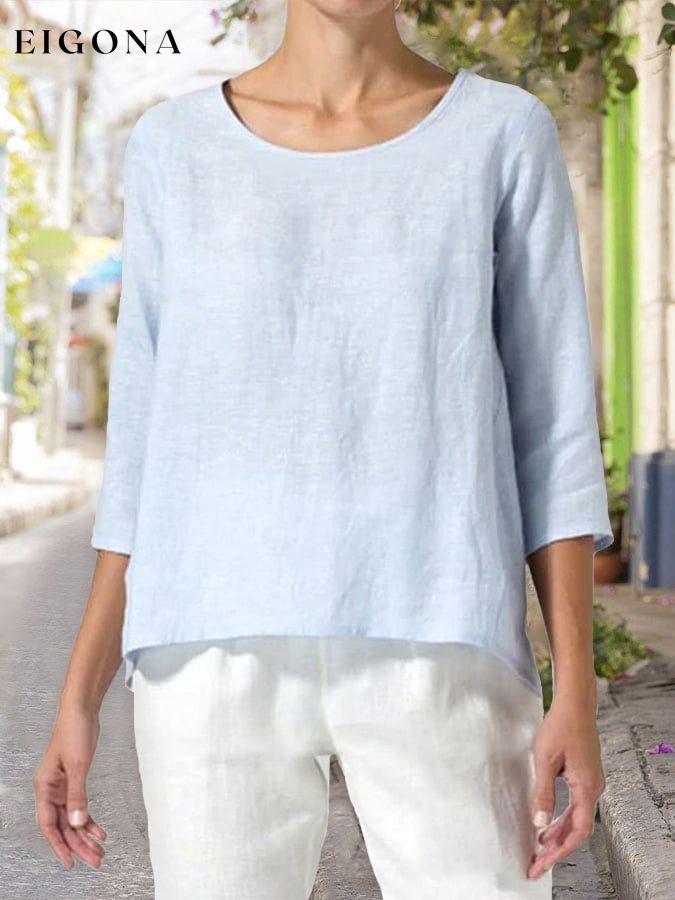 Women's Cotton linen Three-quarter Sleeve Long Top cotton linens