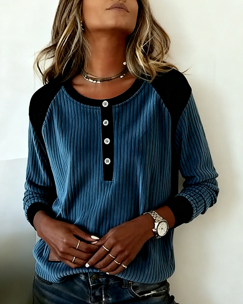 Round Neck Long Sleeve Casual Top