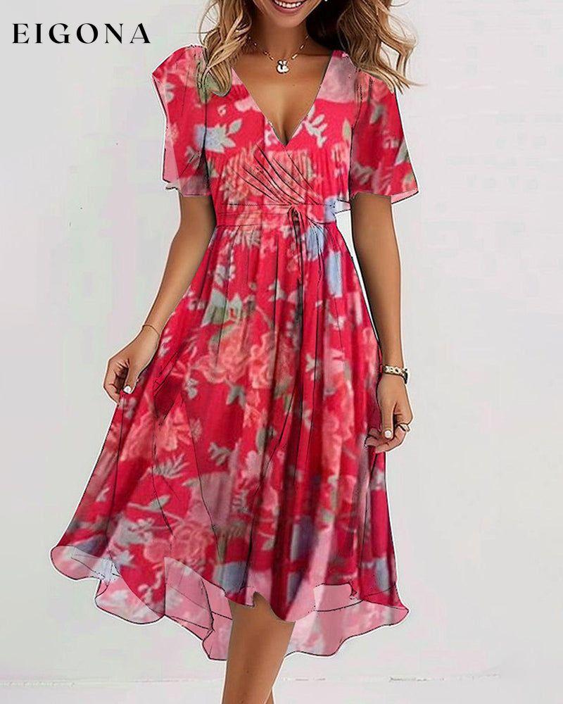 Women's lace pleated floral dress casual dresses summer