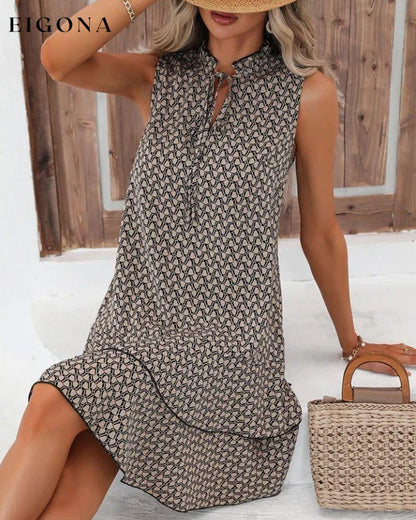 Ruffled Print Sleeveless Dress 23BF Casual Dresses Clothes Dresses SALE Spring Summer