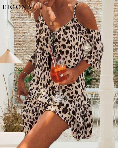 Leopard off Shoulder dress 23BF Casual Dresses Clothes discount Dresses Spring Summer