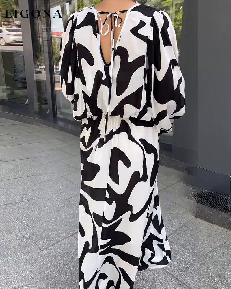 Fashion print elegant long-sleeved dress 23BF Casual Dresses Clothes Dresses Spring Summer