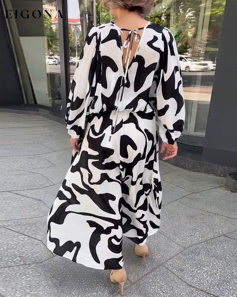 Fashion print elegant long-sleeved dress 23BF Casual Dresses Clothes Dresses Spring Summer