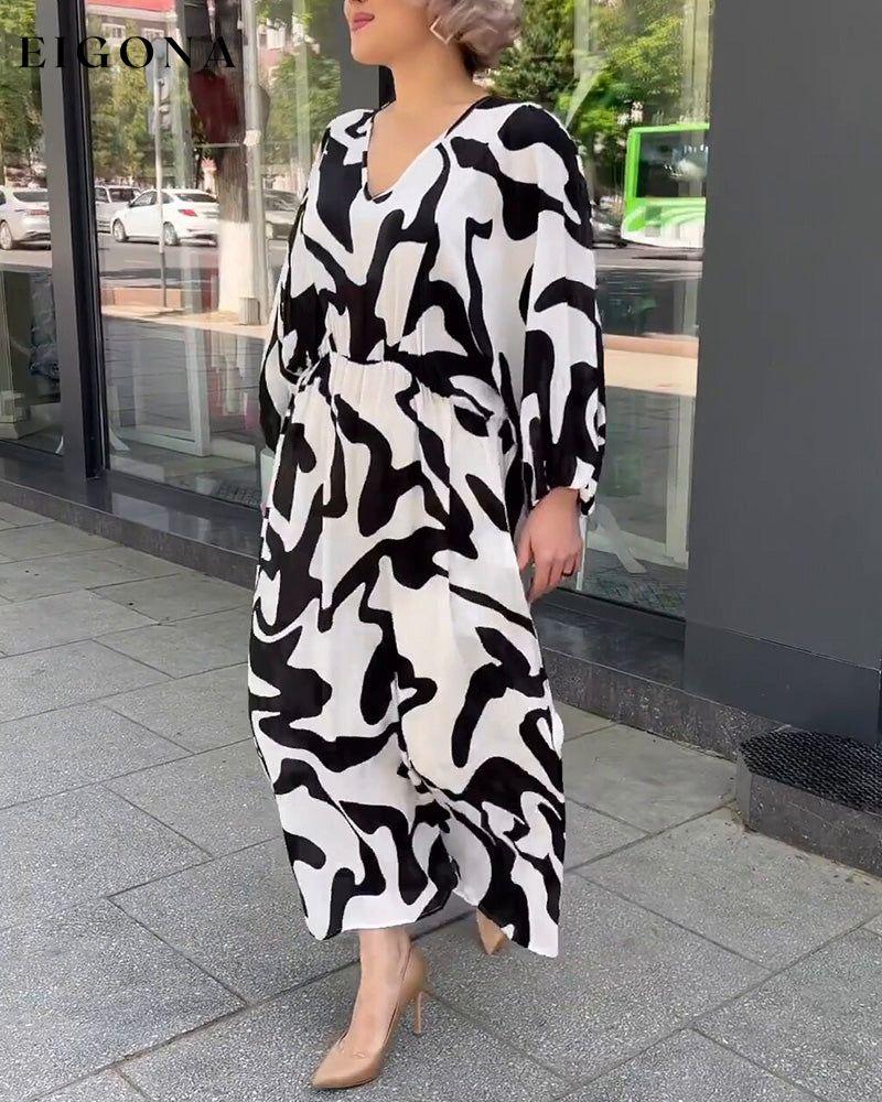 Fashion print elegant long-sleeved dress 23BF Casual Dresses Clothes Dresses Spring Summer