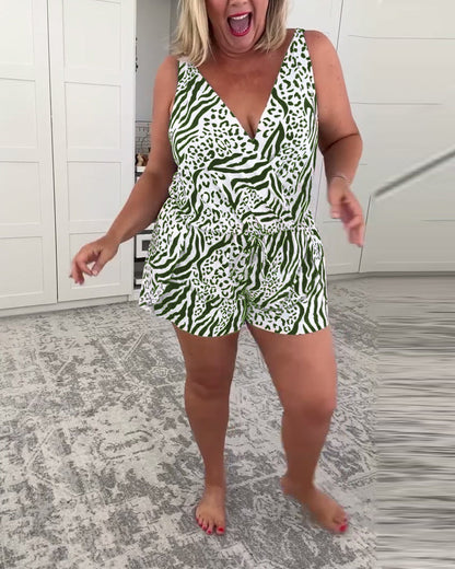 Schmal geschnittener Badeanzug mit Zebramuster