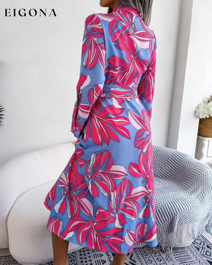 Contrasting floral print lapel shirt dress 23BF Casual Dresses Clothes Dresses Spring Summer