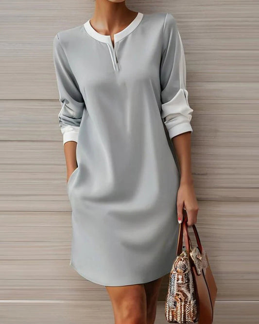 Round neck small V-neck simple dress 2024 f/w casual dresses spring