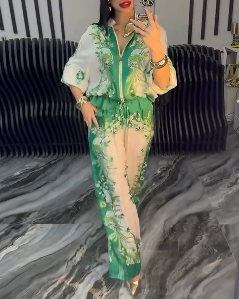 Abito a gamba larga con cerniera e colletto rialzato