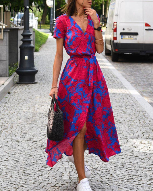 Long striped print dress Red 23BF Casual Dresses Clothes Dresses Spring Summer