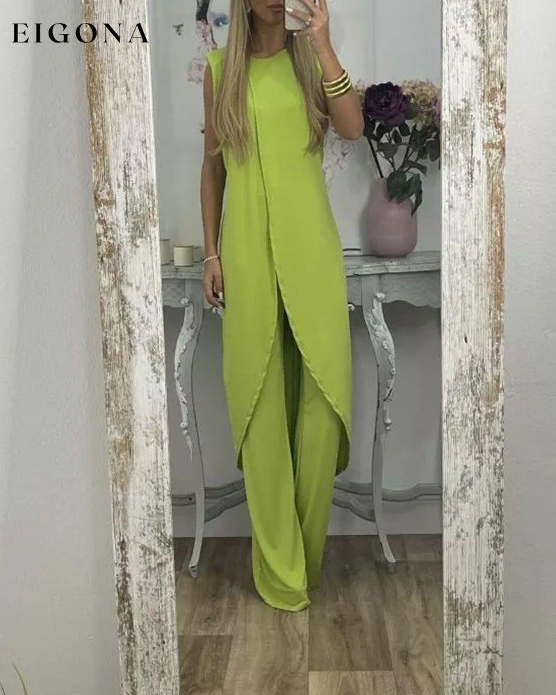 Sleeveless two-piece set Green Casual Dresses Clothes Dresses SALE Summer Two-Piece Sets